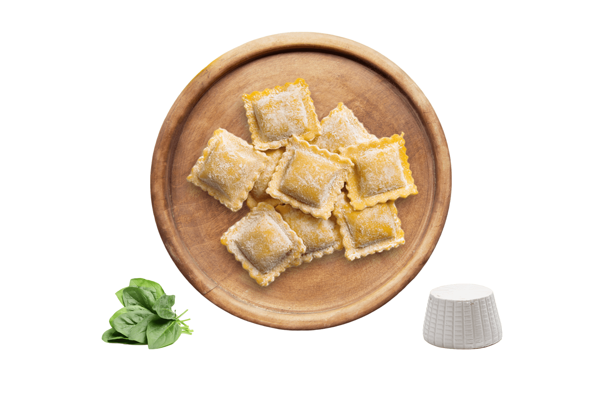 Ravioli freschi ripieni di ricotta e spinaci