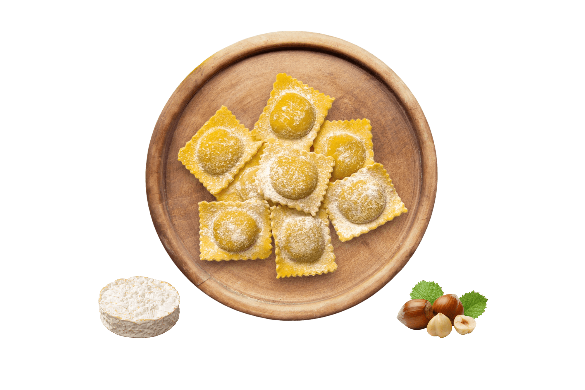 Ravioloni freschi ripieni di toma e nocciola