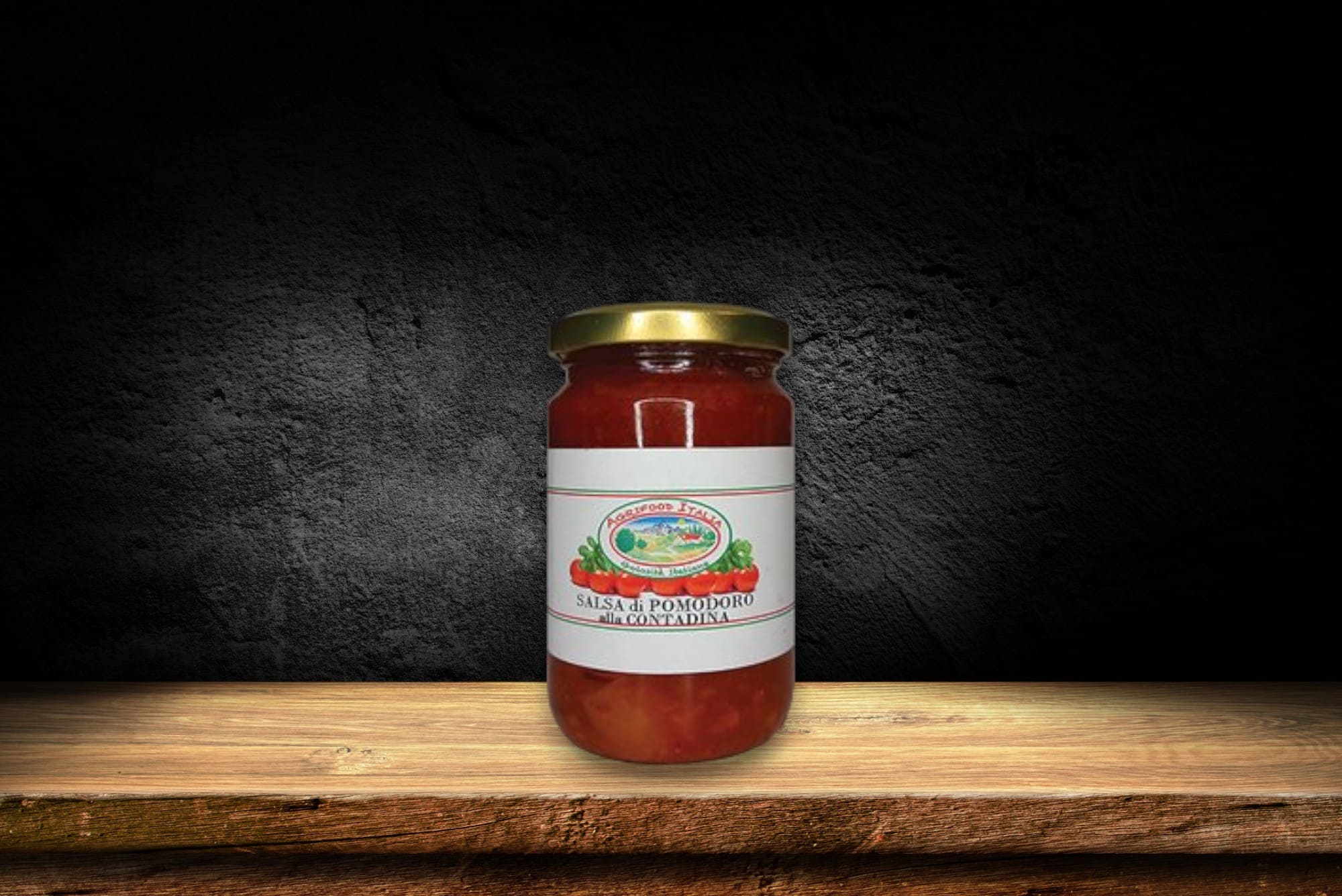 Barattolo di salsa di pomodoro alla contadina